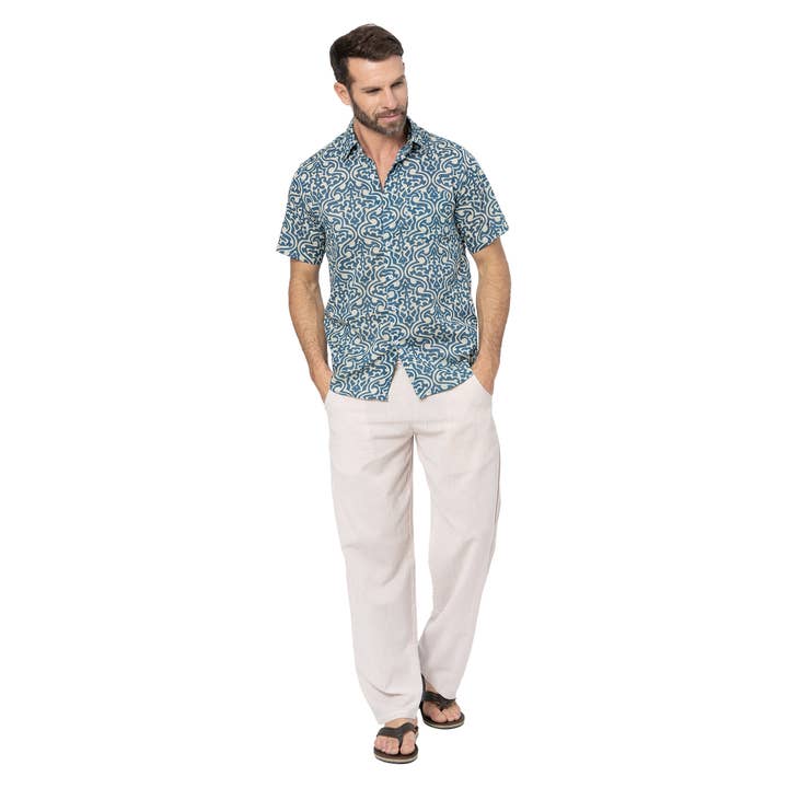 La Mano Boho - Wholesale Button Down Shirt - Men's - SHORT SLEEVE SUMMER SHIRT HC0051M1