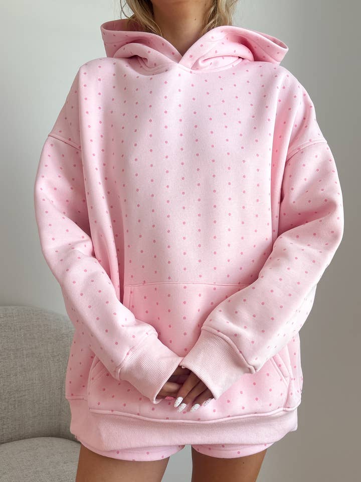 Sunkissed Coconut - Wholesale Hoodie - Women's - Light Pink Polka Dot Hoodie 100% Cotton5