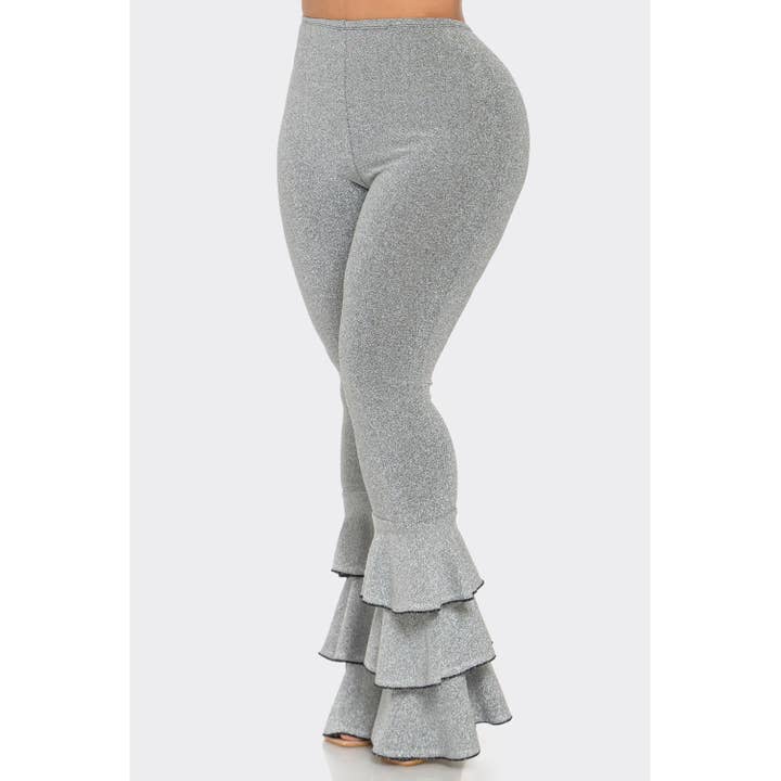 B11088 Lurex Ruffle Pants for wholesale by Uptown Apparel