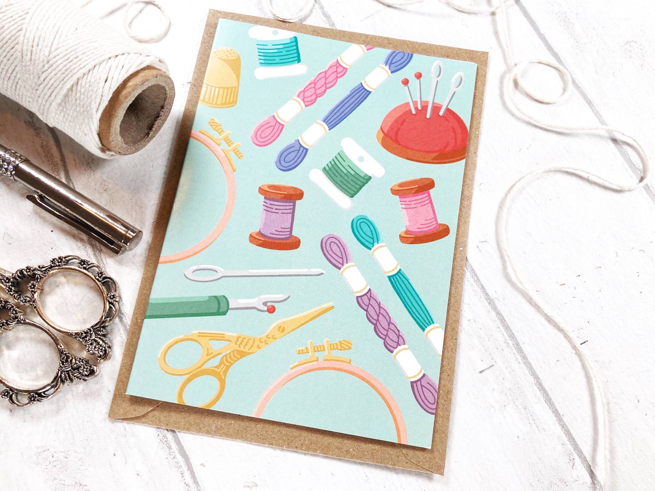 Little Green Stitches - Vente Carte de vœux classique - Carte de vœux Needlecraft, carte brodée et brodée au point de croix2