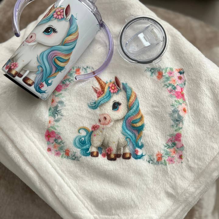 Unicorn Throw and Sippy Cup Gift Set for wholesale by Cedar Hill Country Market