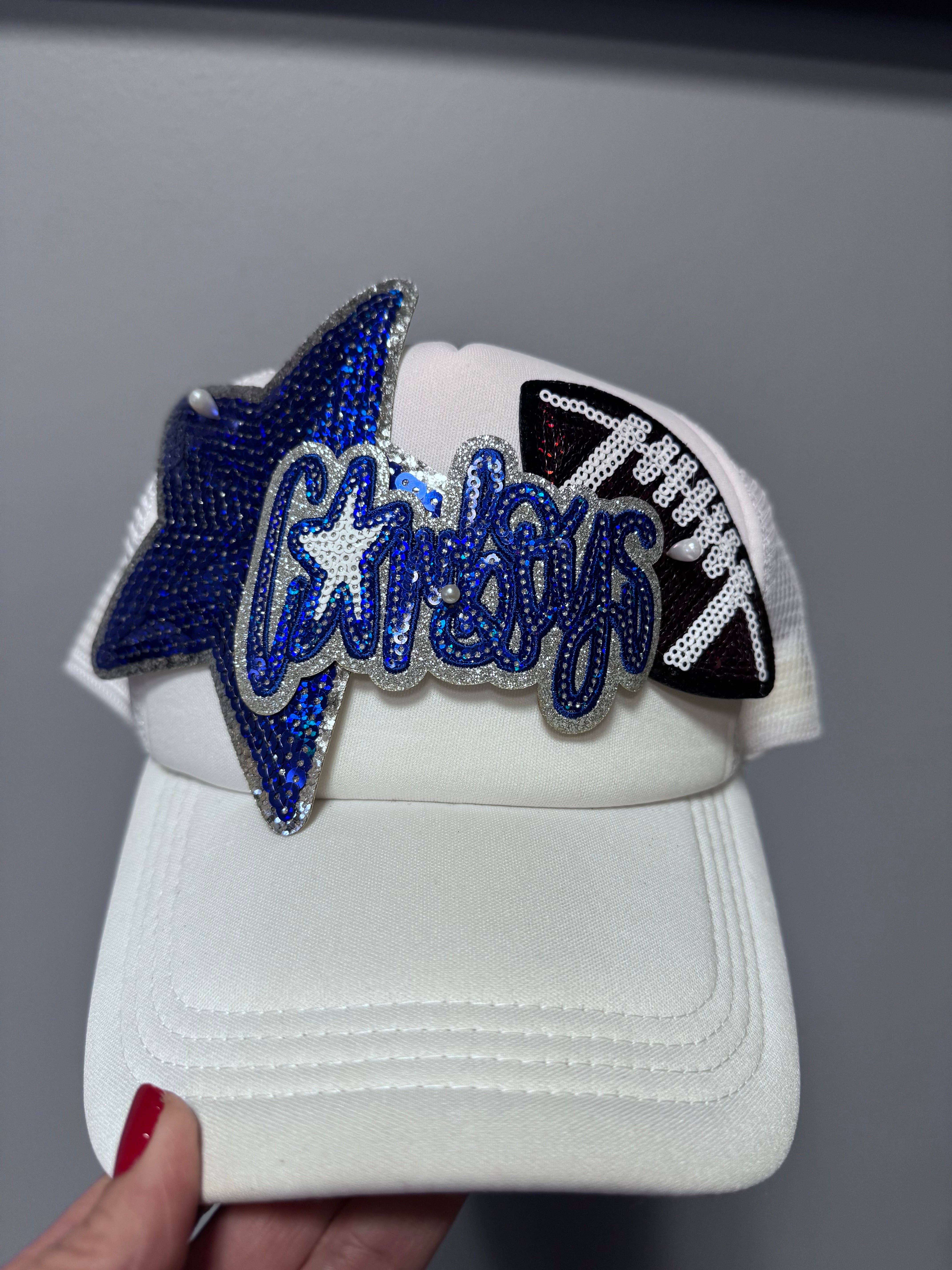 sequinandstiches - Wholesale Patch - Cowboys Patch: School Mascot Patch, Royal Blue and White, Iron On, 4 inch2