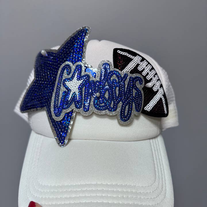 sequinandstiches – Engroshandel Patch – Cowboys Pailletmærke: Skolens Maskotmærke, Kongeblå og Hvid, Stryg På, 4 tommer2