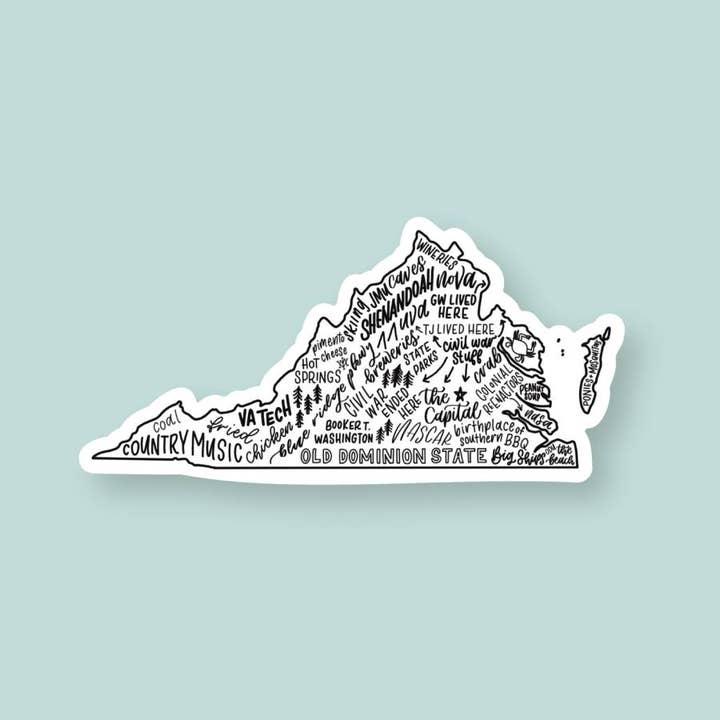 Virginia Sticker 6 inch | Virginia State Map Vinyl Sticker for wholesale by Shop Like You Live Here