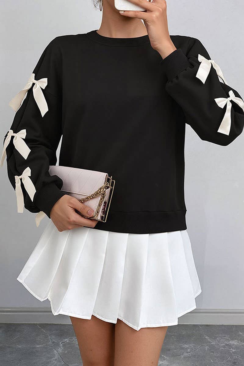 NINEXIS - Vente Chemisier – femme - CWTBLL4035_PULL DE NOËL À COL ROND AVEC NŒUD ROUGE14