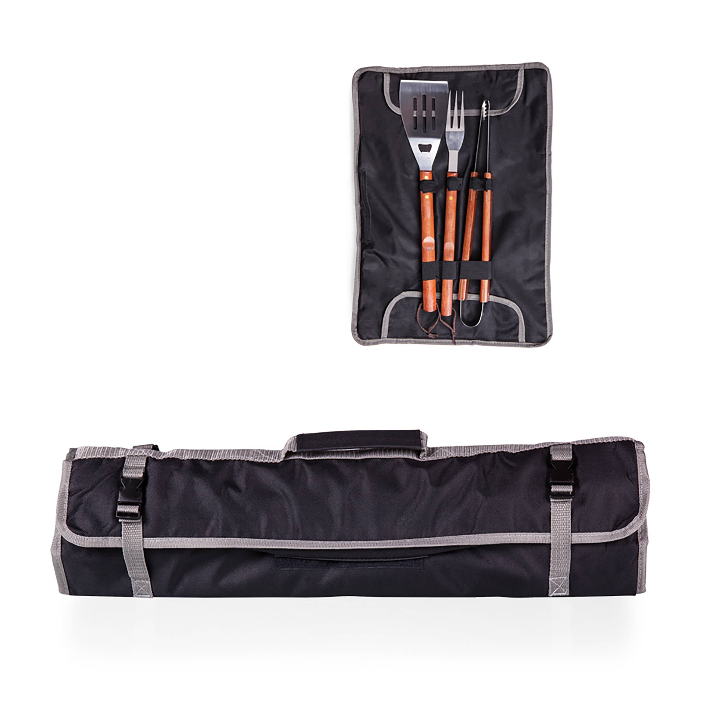 Black with Gray Accents 3-Piece BBQ Tote & Grill Set for wholesale on Faire9