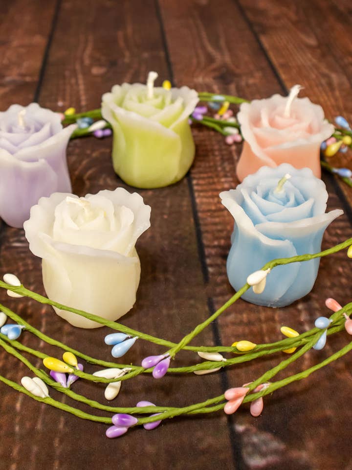 Spring Rose Votives for wholesale by Beelite Candles