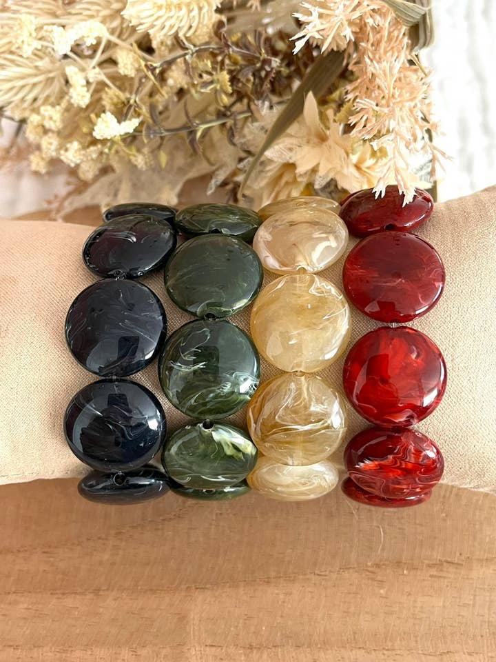 Pulseira elástica CEOS - contas em disco de acrílico por atacado de Innaya