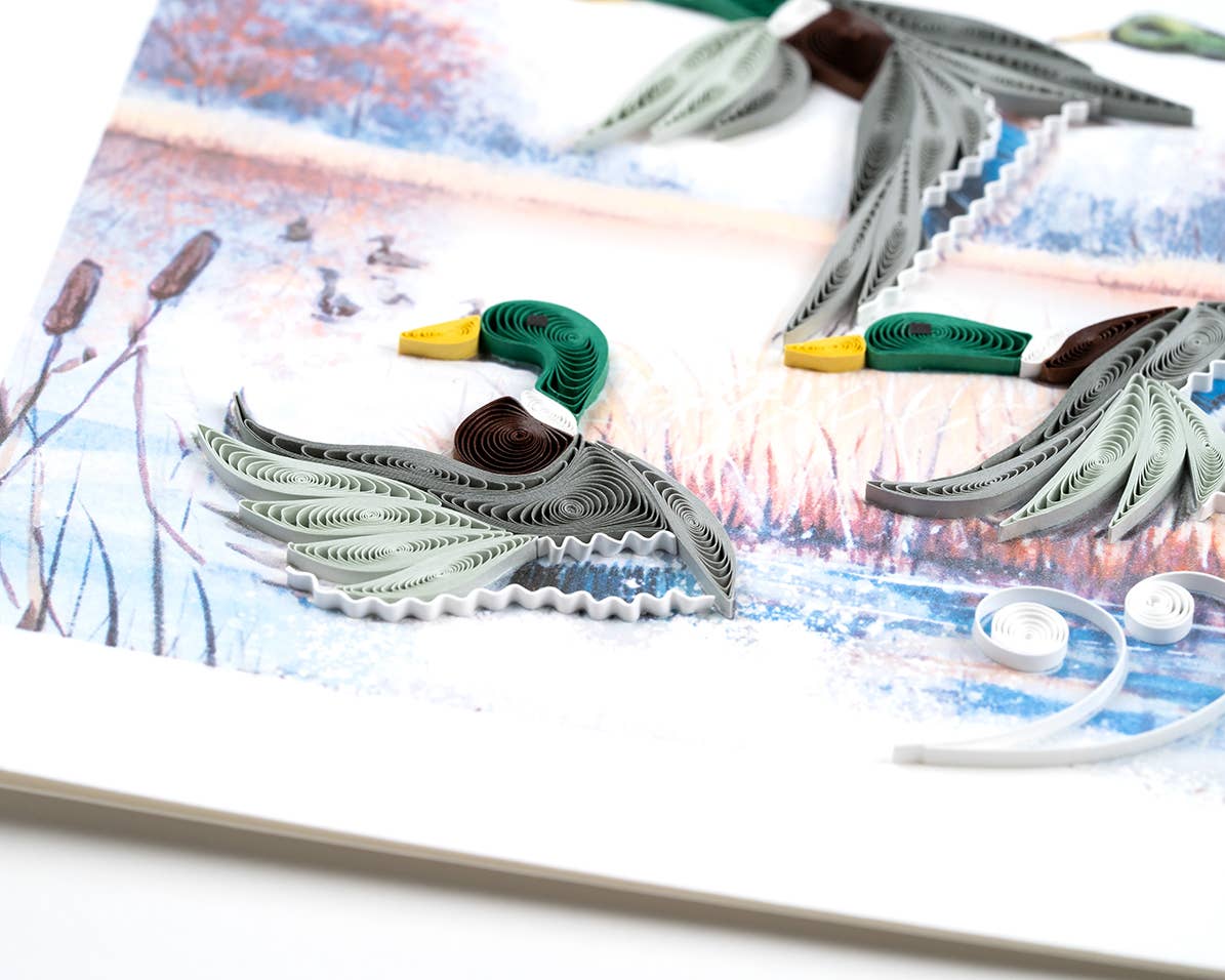 Quilling Card - Vente Carte de vœux classique - Migration des canards2