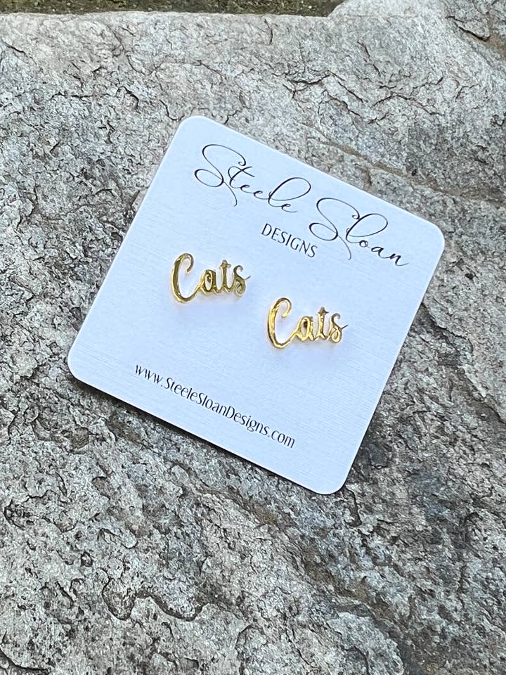 Go Cats Fans Gold Stud Earrings Cats Team Gift Go Cats! for wholesale by Steele Sloan Designs