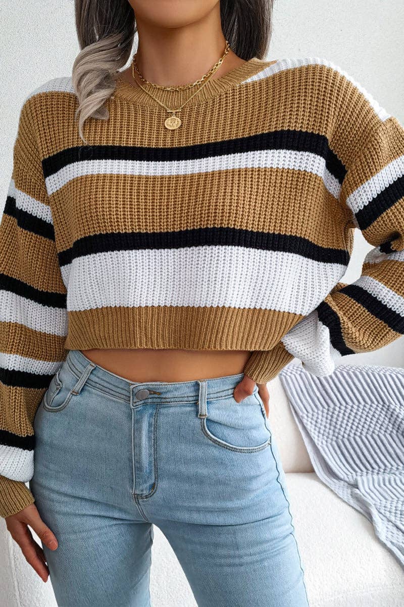 Mccolin – wholesale Knitted jumper – Women′s – Stripe Pattern Pullover Sweater0