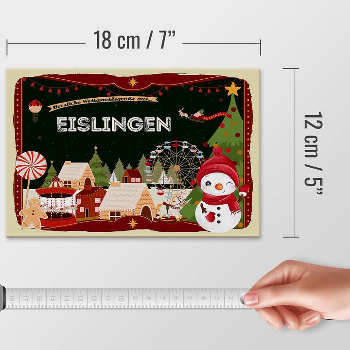 Femer - Wholesale Sign - Wooden sign Christmas greetings EISLINGEN gift 18x12cm3