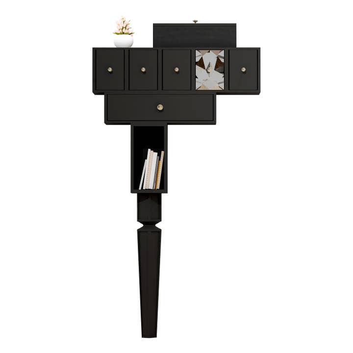 Onn Studio By Merit Home - Vente Console - Console à une jambe avec 5 tiroirs - meuble d'artisanat