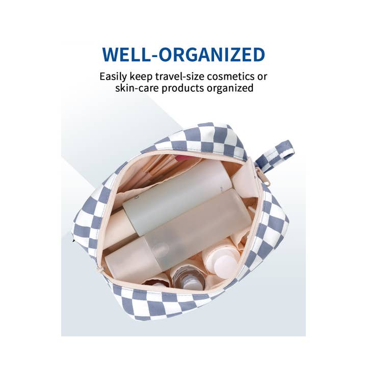 NARWEY INC - Wholesale Makeup/Cosmetic Bag - Narwey Checkered Makeup Bag with Organized Pockets for Women15