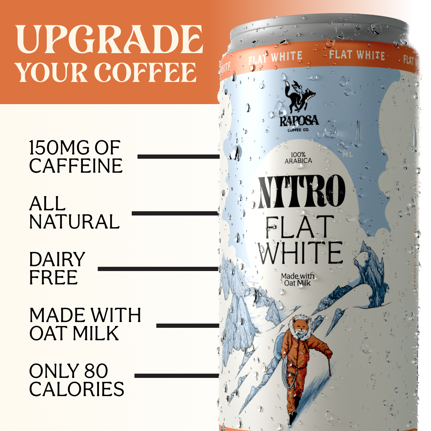 Raposa Coffee - Wholesale Iced Coffee/Cold Brew - Nitro Cold Brew: Flat White (250ml)1