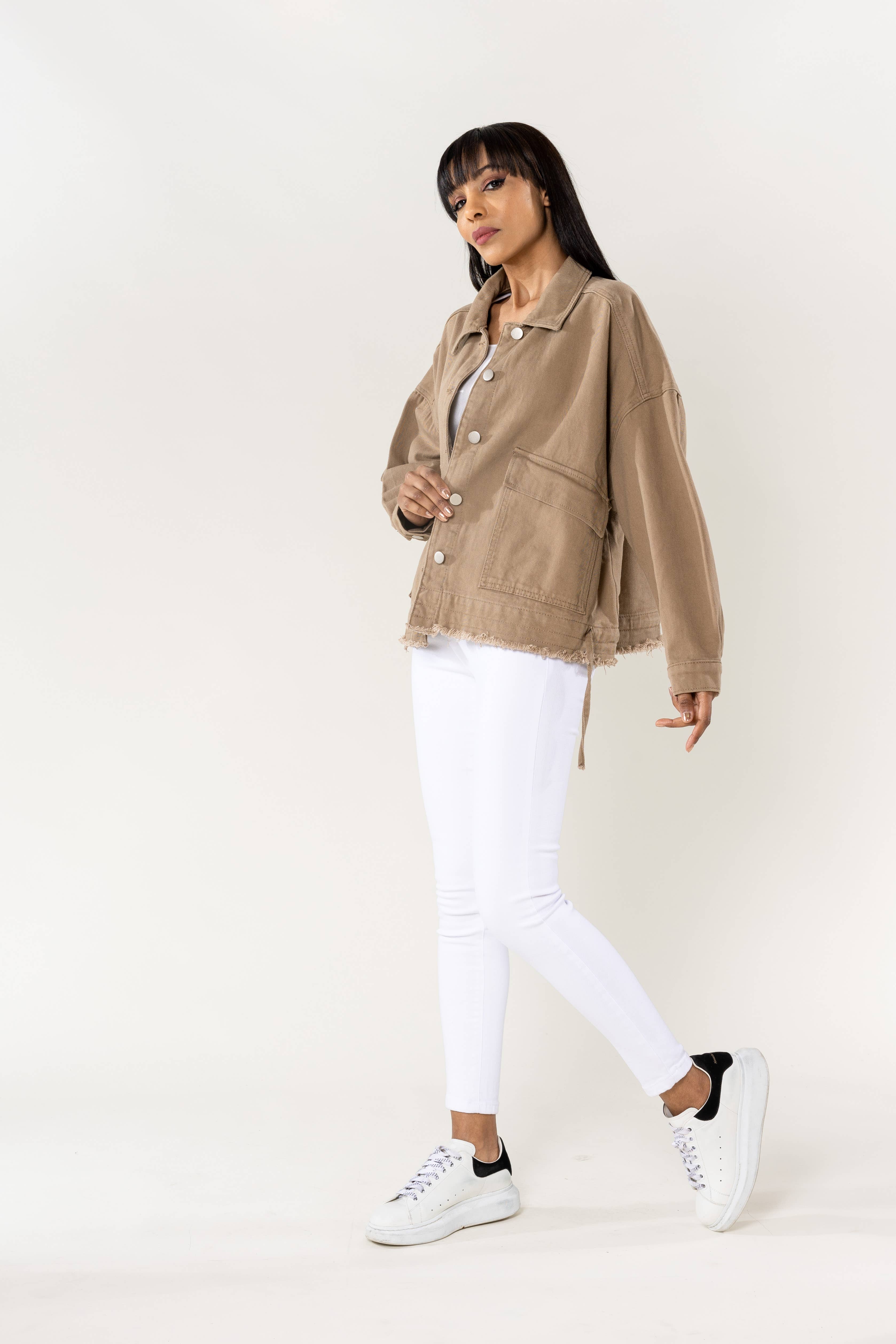 Nina Carter – Casaco de ganga - Mulher por atacado – Casaco de ganga oversized Nina Carter bolsos grandes S56211