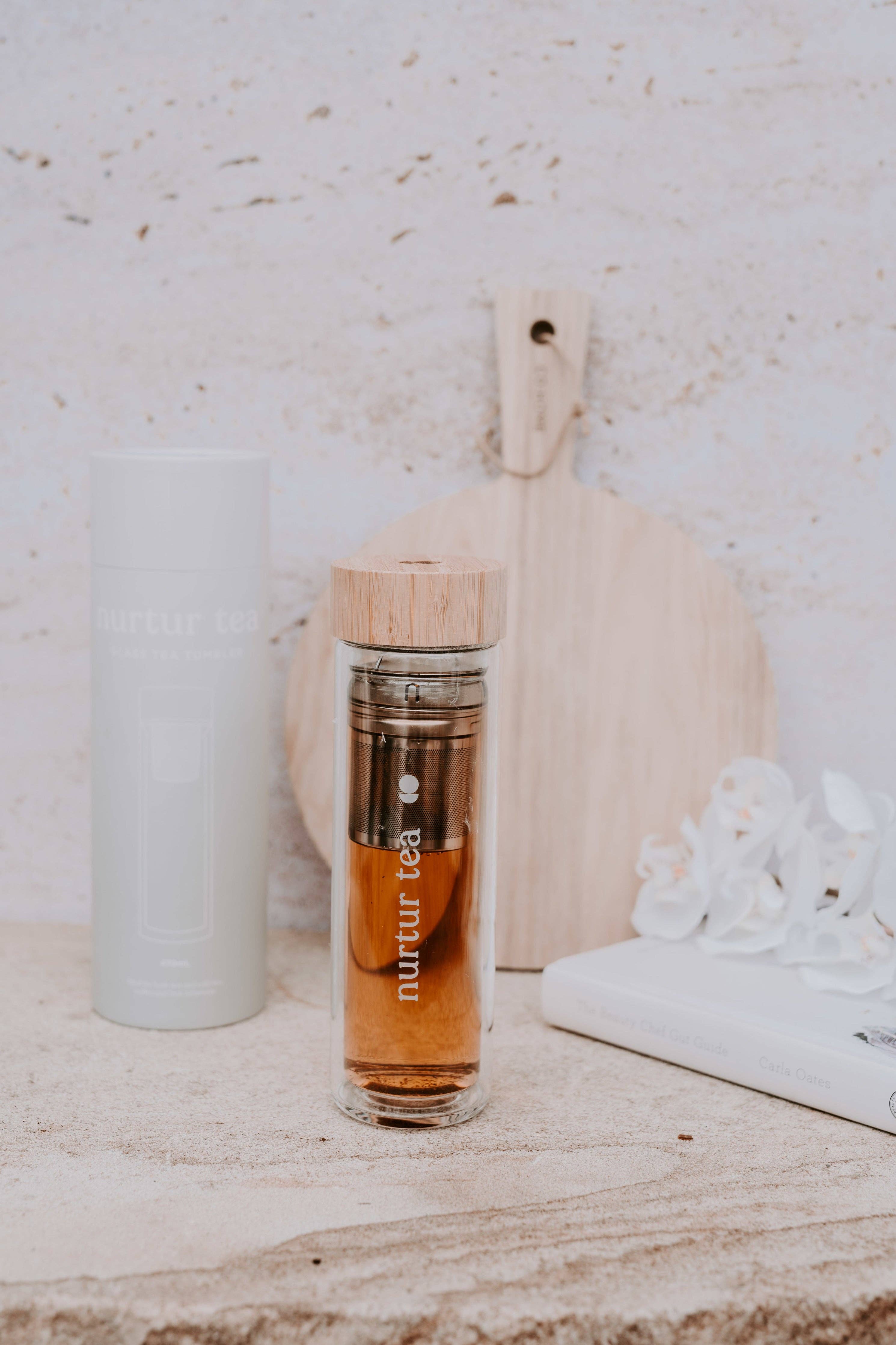 Nurtur Tea – wholesale Tea strainer/infuser – 3 in 1 Glass Tea Bottle with Infuser1