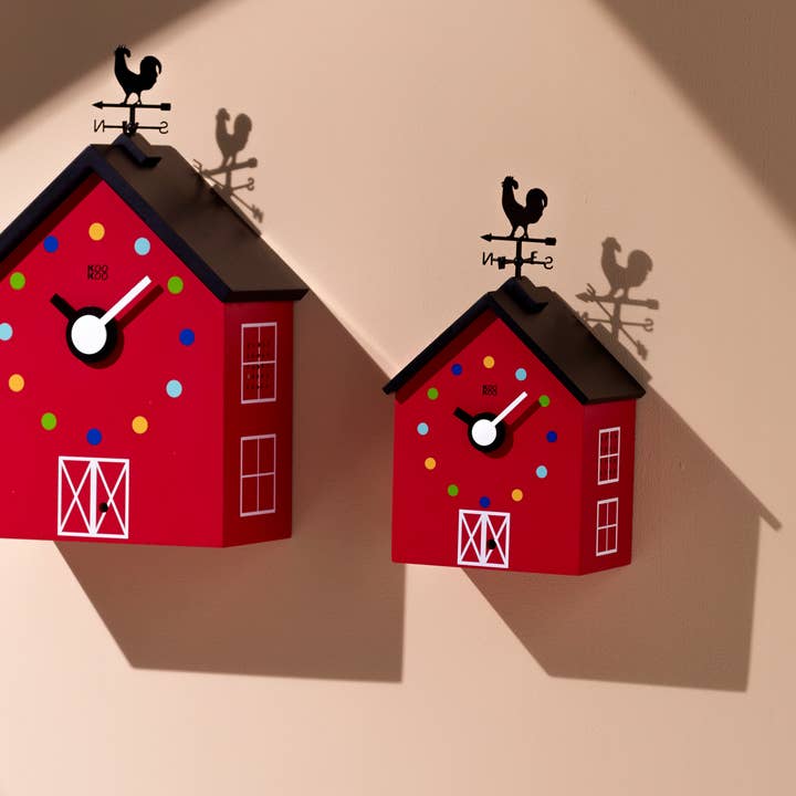 KooKoo GmbH - Wholesale Wall Clock - KOOKOO RedBarn, clock weathervane and animal voices2