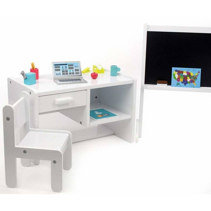 OrangeOnions - Wholesale Doll Accessory Kit - Kids - Playtime by Eimmie Furniture Classroom Set with Accessories (3 Desks)-18 Inch Doll