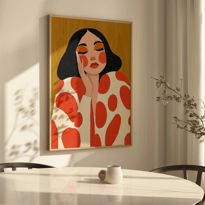 IuliiaArtPrints - Wholesale Art Print - Fashion-Inspired Abstract Female Poster – Bold Red Dot Print8