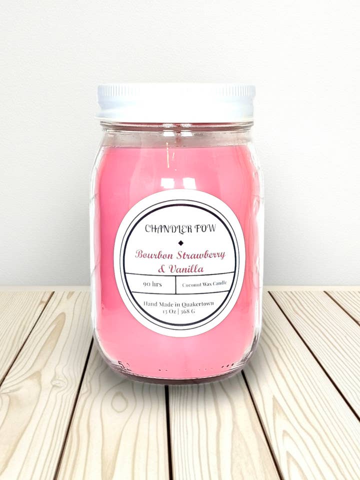 Bourbon Strawberry & Vanilla 13 Oz Candle for wholesale by Chandler Fow