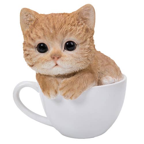 Pacific Trading - Wholesale Decorative Figurine - 11757 Tabby Tea Cup Kitten