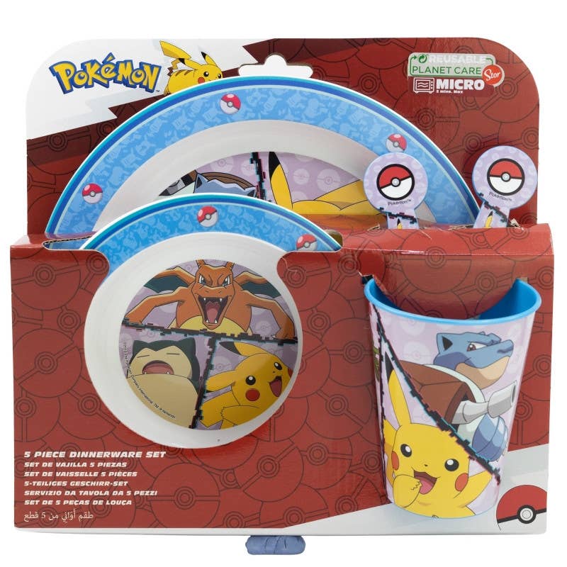 Evidence – wholesale Flatware set – Kids & Baby – Pokémon 5-Piece Plastic Microwavable Dinner Set0