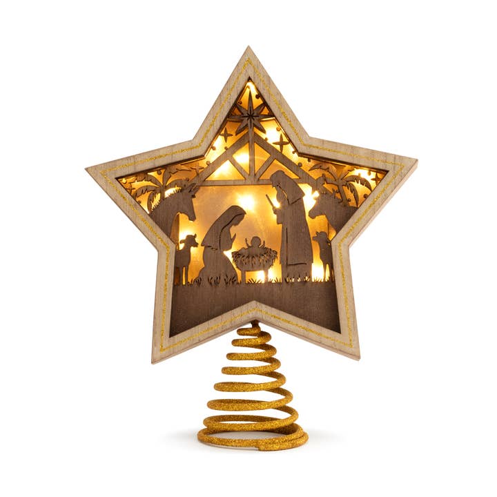 Lit Star Nativity Tree Topper - 8.5x10in for wholesale by DEMDACO