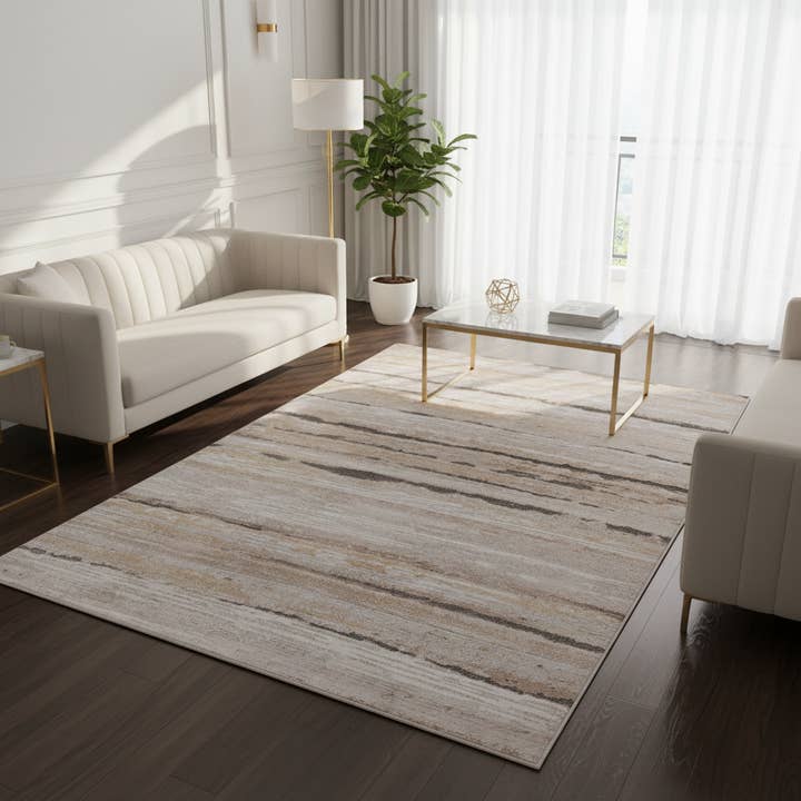 LOOM & LUXE Collection 8X10 Brown /Striped Non-Shedding Living Room Bedroom Dining Home Office Stylish and Stain Resistant Area Rug for wholesale by HOMYCASA DESIGN INC