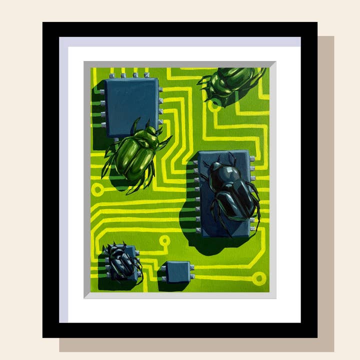 Debugging Beetle Circuit Board Art Print for wholesale by Painting With James
