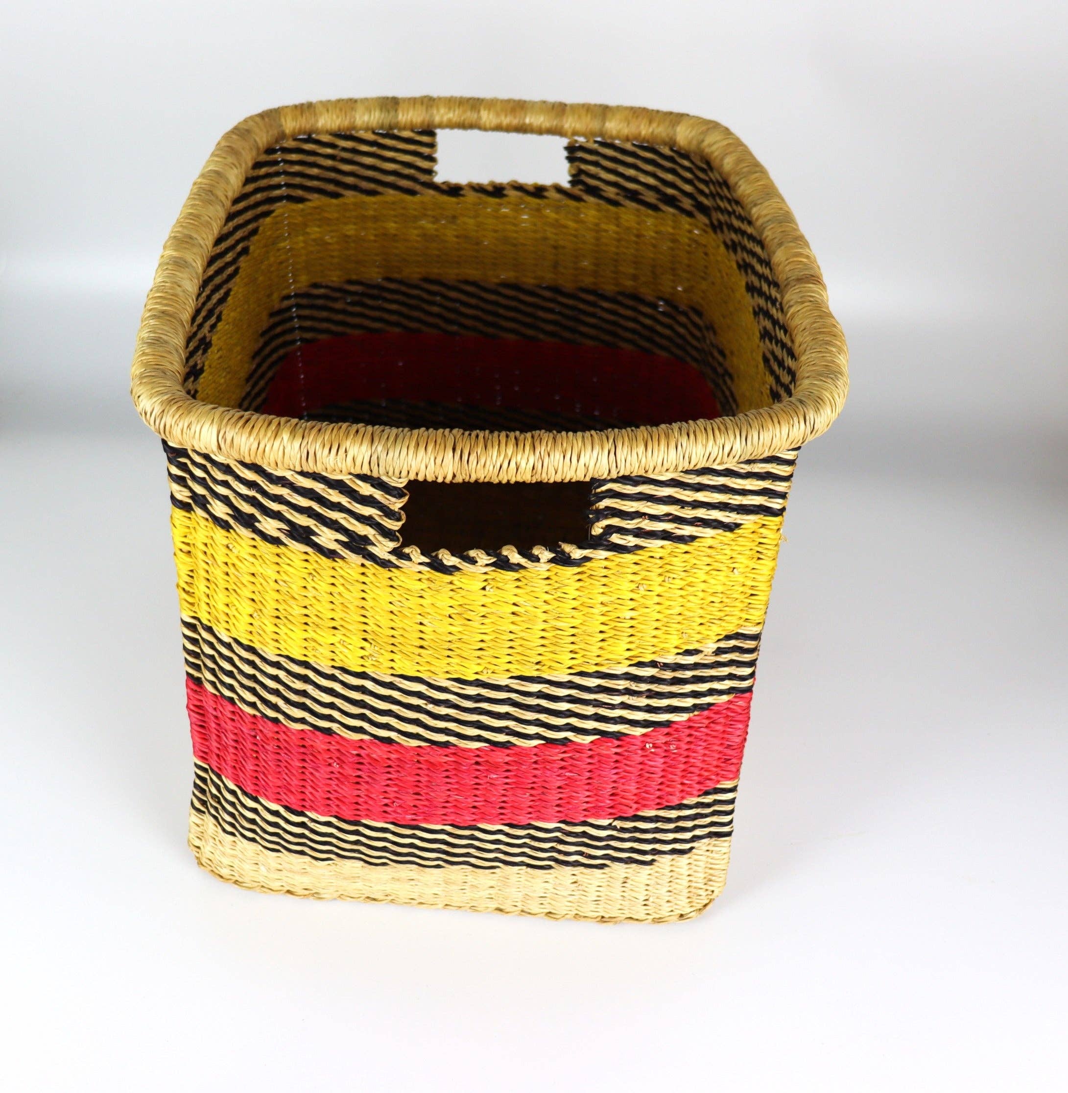 The Bam's Art Shop - Wholesale Basket - Pink, Yellow, Brown Stripes Rectangle Storage Basket2