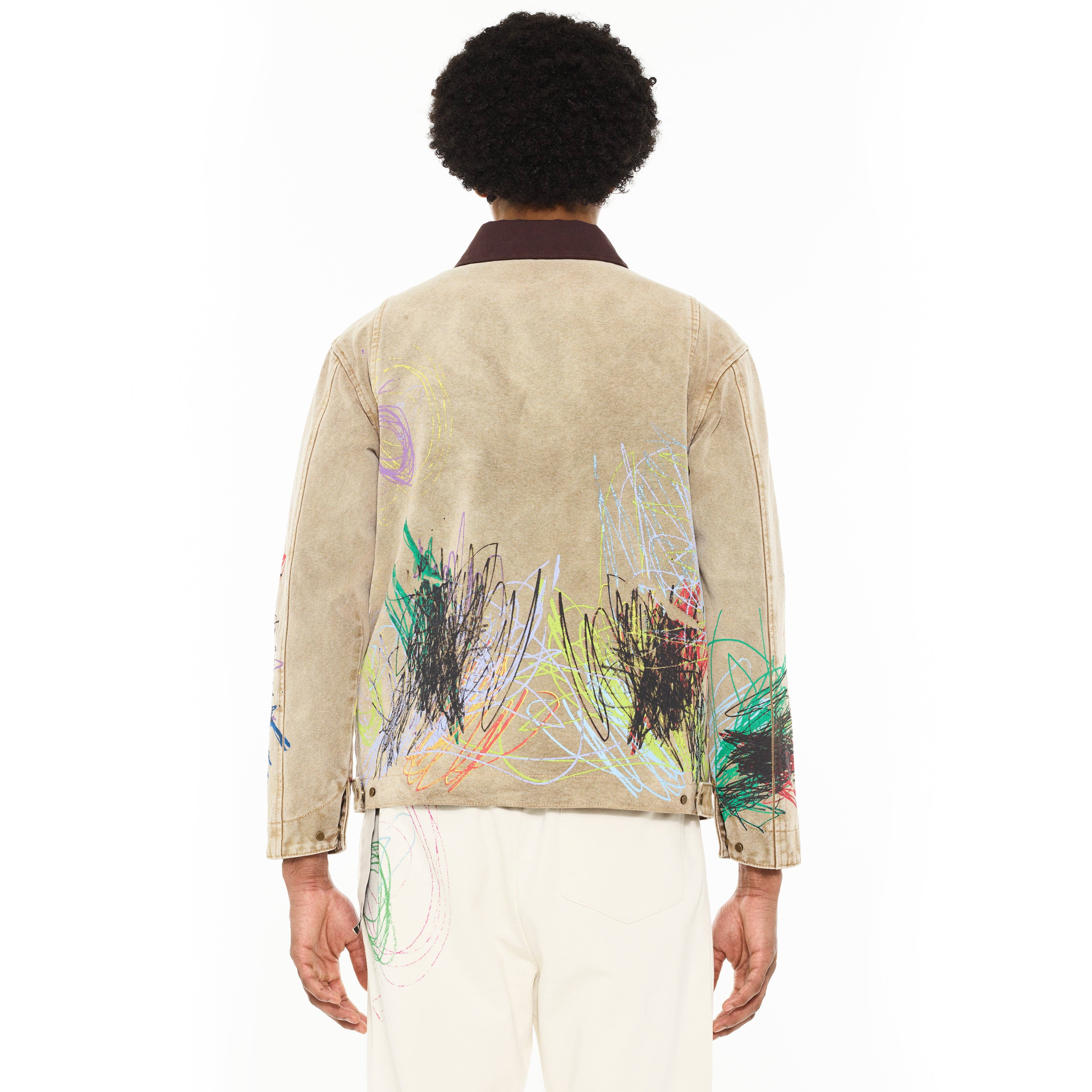 BEIGE Cult's Canvas Workwear Jacket in Scribble for wholesale on Faire2