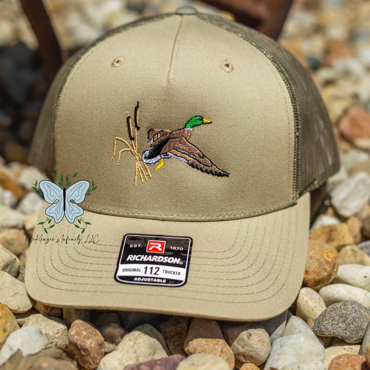 Mallard Duck Flying Embroidered Richardson 112 | 6 Panel Trucker Cap/Hat for wholesale by McKenzie’s Infinity LLC
