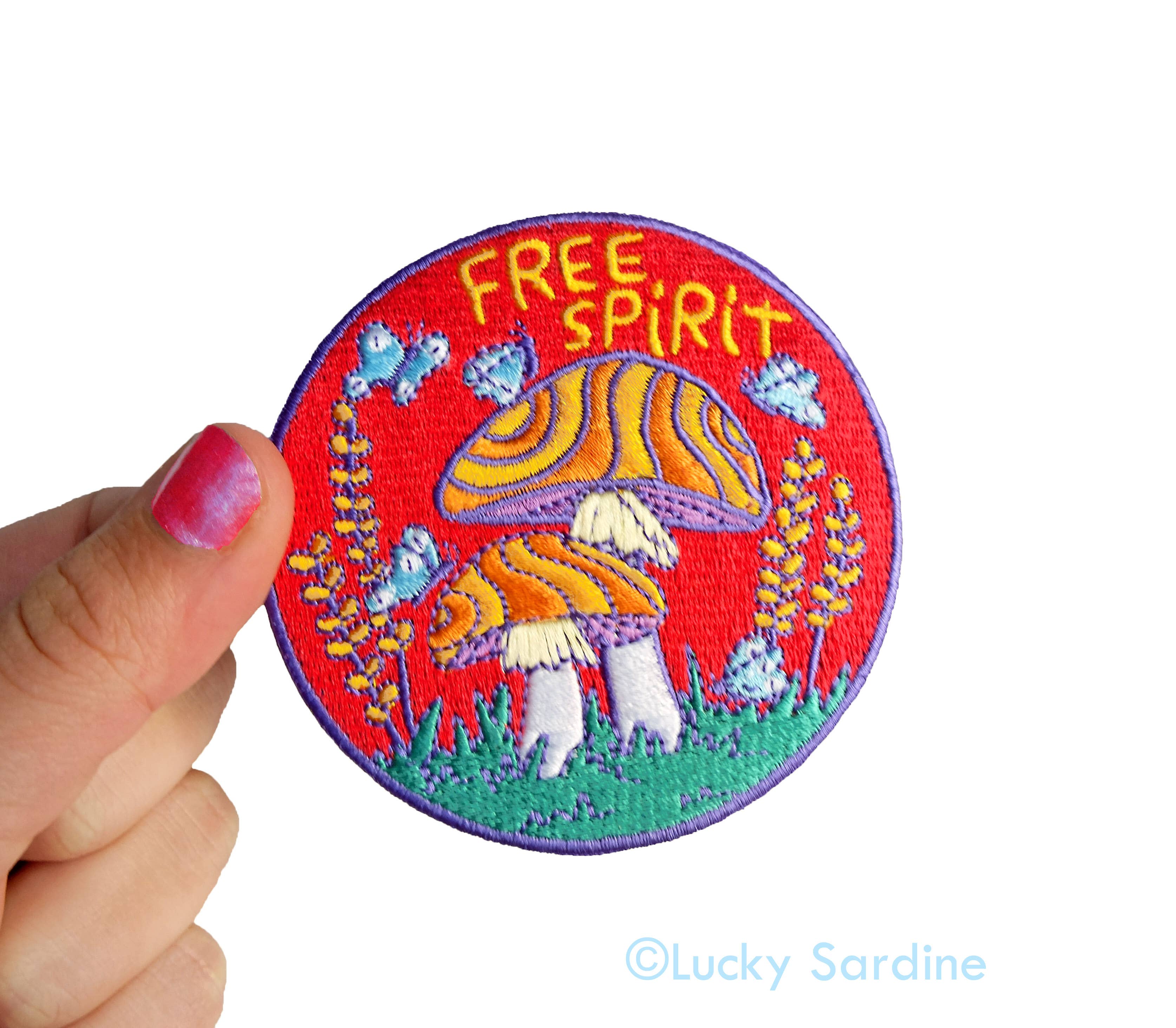Lucky Sardine - Wholesale Patch - Free Spirit Hippie Mushroom, Retro Embroidered Iron-On Patch5
