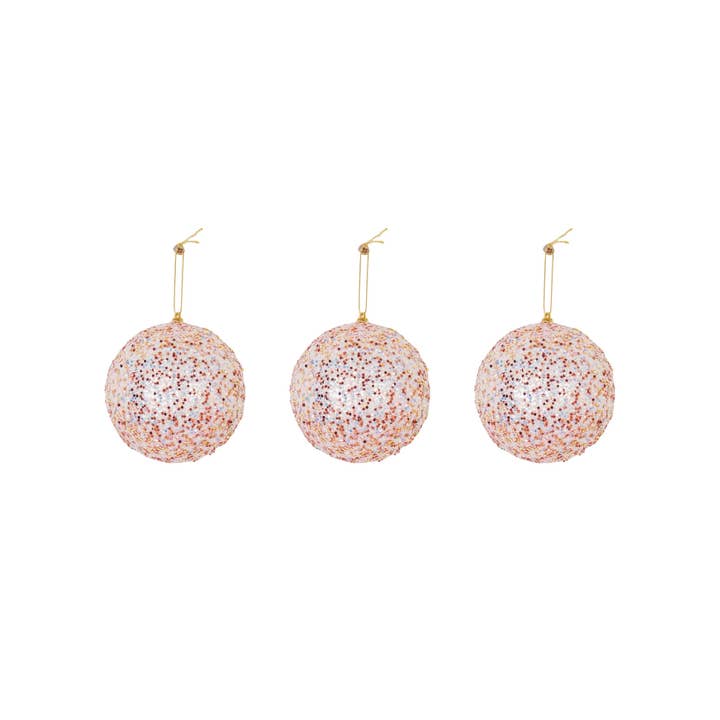 Housevitamin bv – wholesale Ornament set – Xmas Hangers- Xmas Balls- Foam-Pink Glitter -S3- 8cm