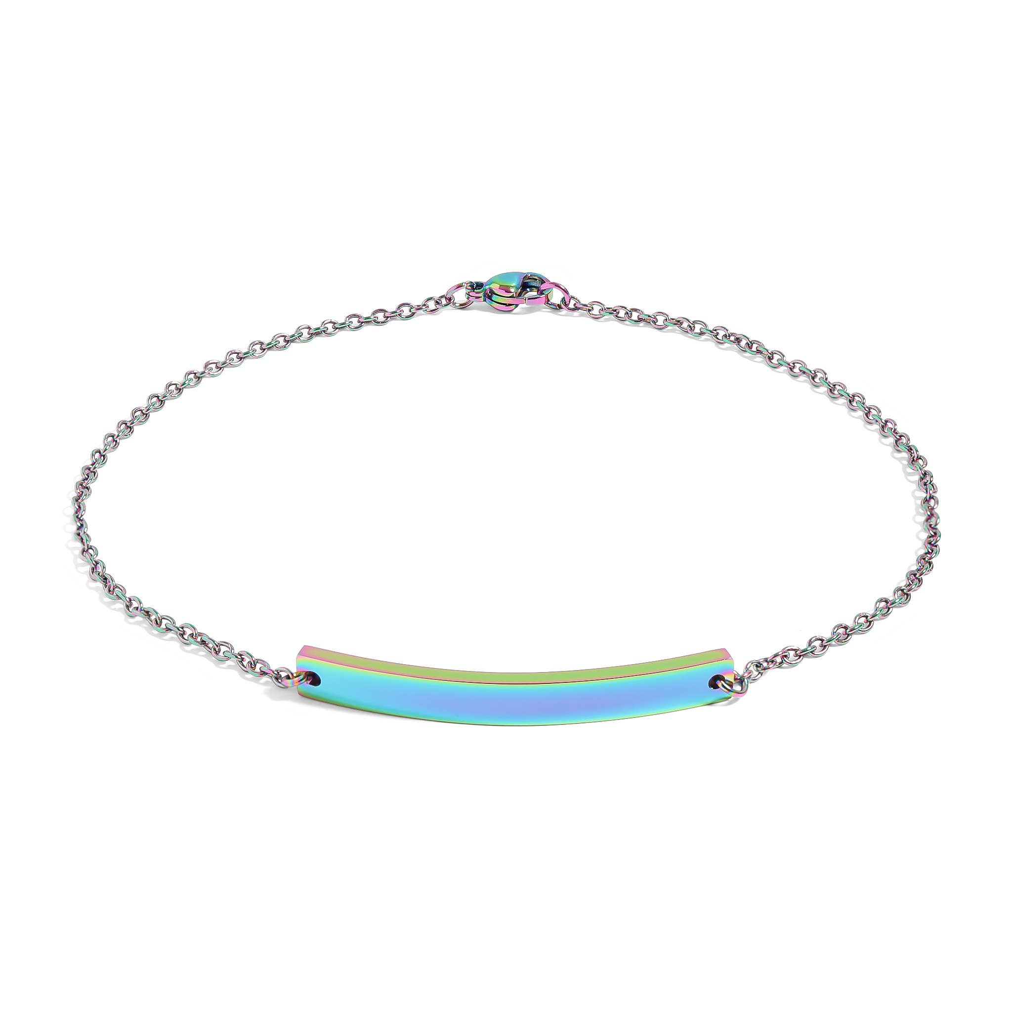 WJW - Wholesale Anklet - Stainless Steel Engravable Curved Blank Bar Anklet7