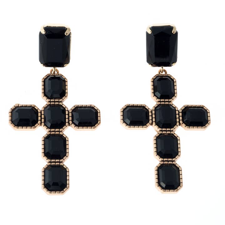 Black Latina Crosses Drop Earrings for wholesale by HUB161