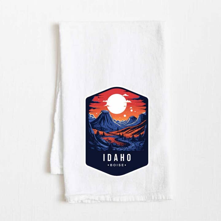 Idaho Vintage Illustrated State Flour Sack Kitchen Towel - 36” x 32” for wholesale by Towel Town
