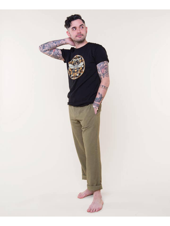 Soul Flower - Wholesale Screen printed t-shirt – unisex - Bee Mandala Organic T-Shirt - Unisex9