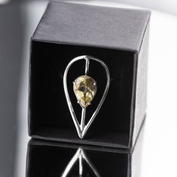 Lemon Quartz Halo Ring for wholesale by Freddie Collier Studio