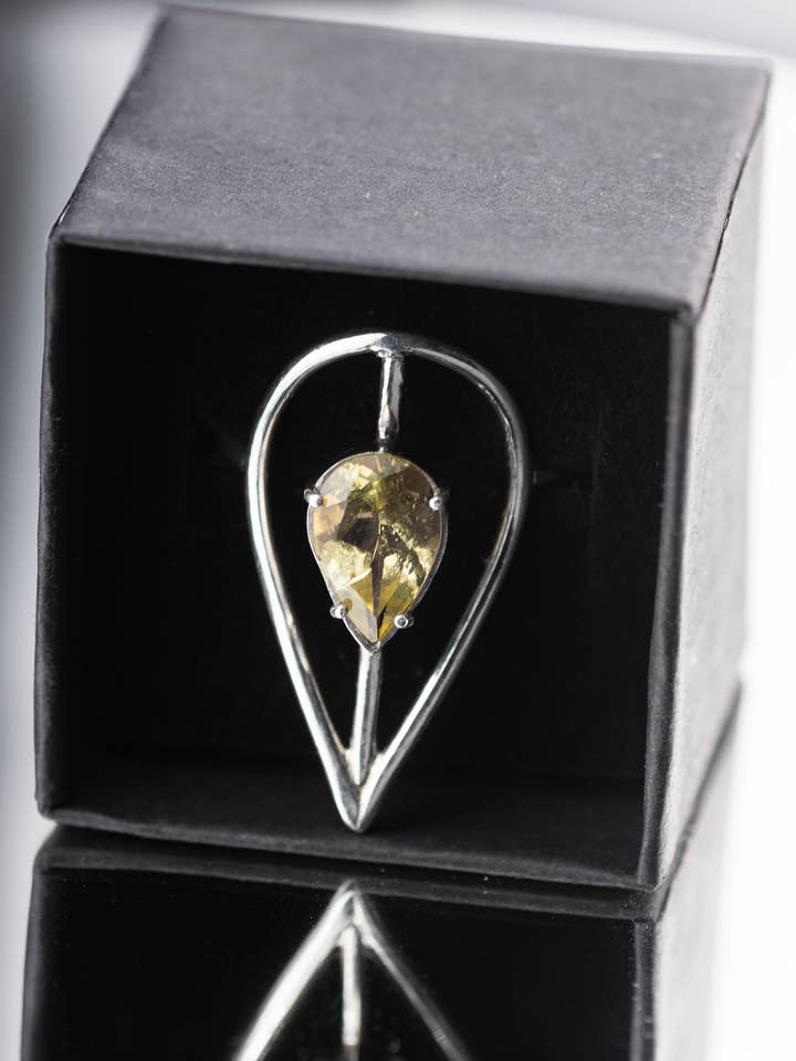 Lemon Quartz Halo Ring for wholesale by Freddie Collier Studio