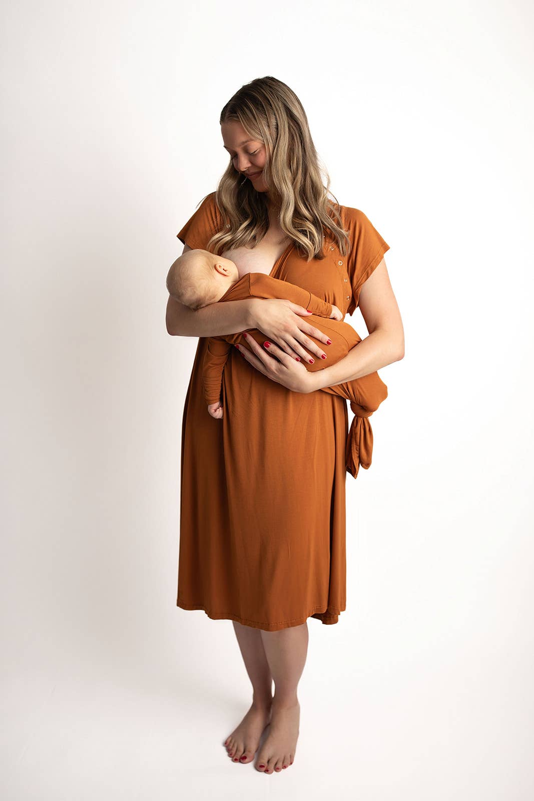 Three Little Tots - Wholesale Dress - Maternity - Saddle Orange Western Mommy Labor & Delivery/ Nursing Gown 11