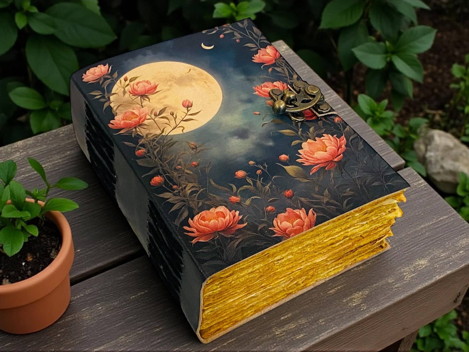 MNM HANDICRAFTS - Wholesale Journal/Diary - Moon Phase Fat Journal – Vintage Leather Grimoire Notebook3