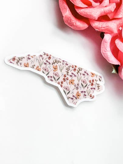 Adesivo floreale dello stato della Carolina del Nord per la vendita all'ingrosso da parte di Positively Lettering