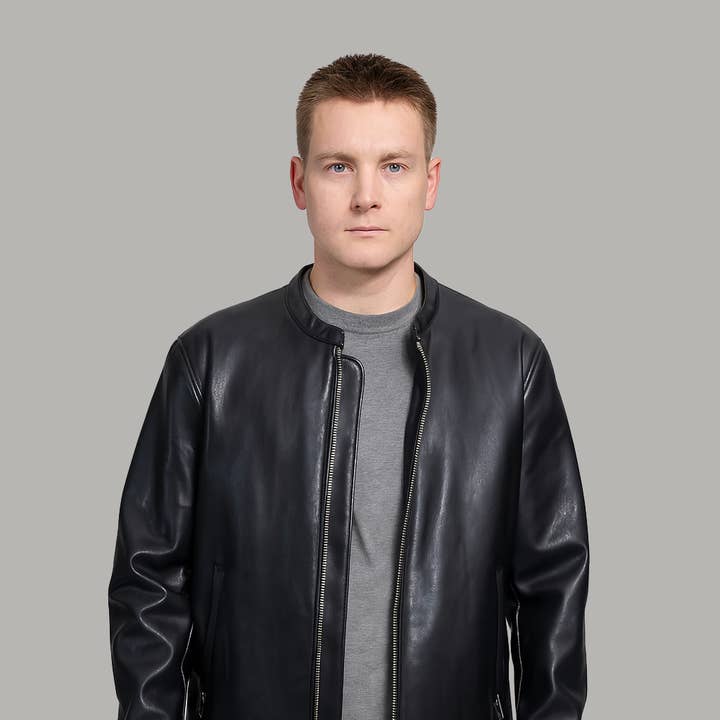 Logan Men's Vegan Leather Jacket for wholesale by Pure Leather