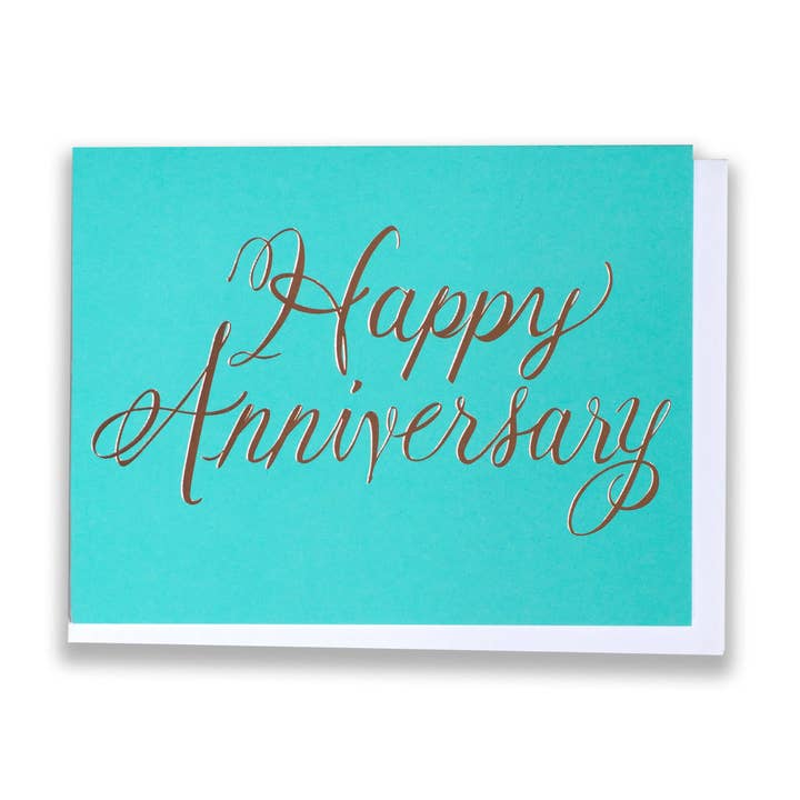 Carte de billets Happy Anniversary Feuille Or pour la vente par Banquet Workshop