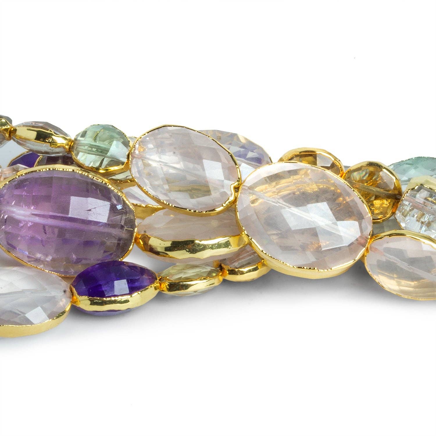 The Bead Traders – Missangas por atacado – Contas facetadas multigemas folheadas a ouro de 15x11mm, 5 polegadas, 11 contas0