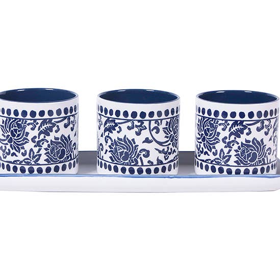 China Charm Set Of 4'' Planters W/Tray for wholesale by Blue Sky Clayworks