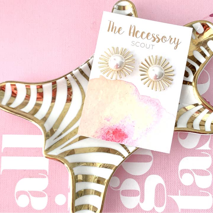 Pearl Sunburst Studs for wholesale by THE ACCESSORY SCOUT