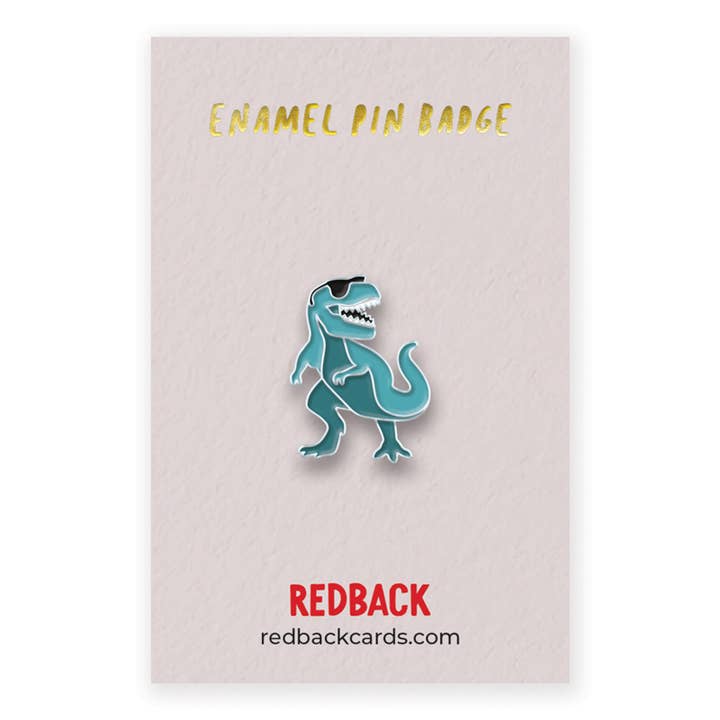 Dinosaur Enamel Badge Card for wholesale by Redback Cards Australia - duties paid